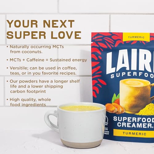 Image of Laird Superfood Non-Dairy Original Superfood Turmeric Coconut Powder Coffee Creamer, Gluten Free, Non-GMO, Vegan, 16 oz. Bag, Pack of 1