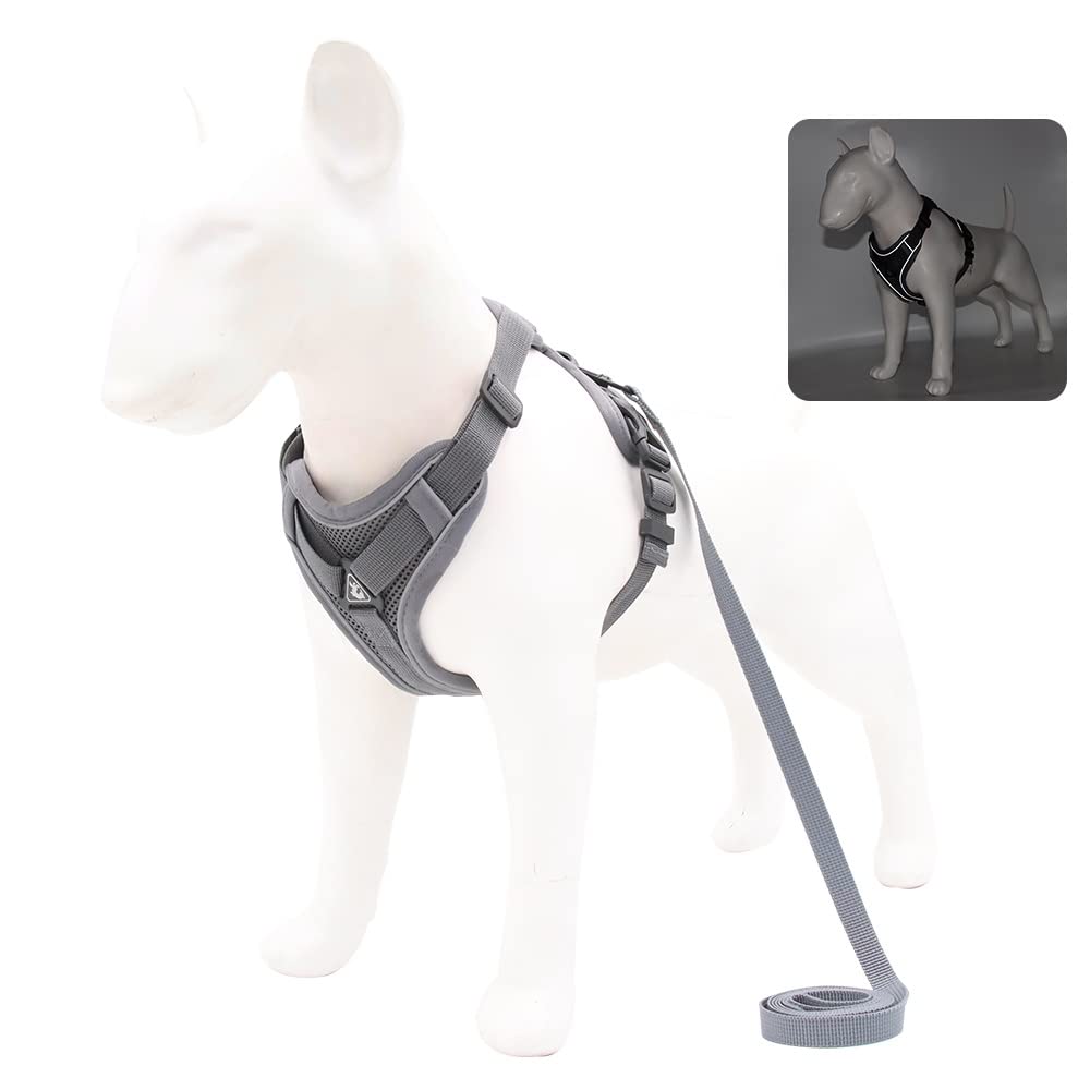 BLACKDOG Harness with Leash for Small Dogs and Cat | No Pull Harness | Chest Belt | Washable Reflective Breathable Adjustable Pet Vest for Outdoor Walking- No Pulling, Tugging (Medium, Grey) (B0B215RTZ5) Amazon Price History, Amazon Price Tracker