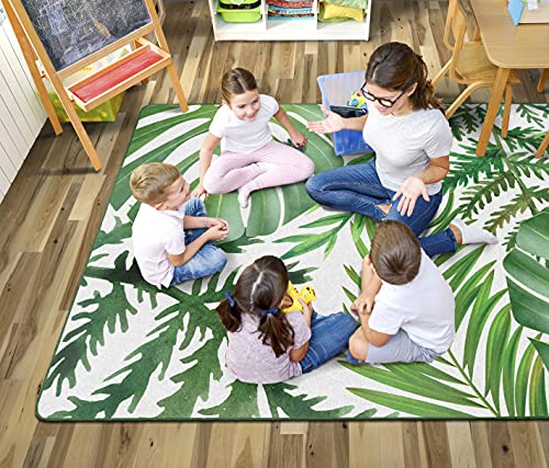 Simply Boho Greenery Schoolgirl Style Carpet, 7'6" x 12', Green (CA1990-44SG)
