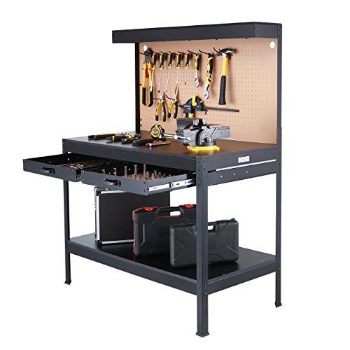 Olympia Tools Multi-Purpose Workbench With Light, 82-802,Black