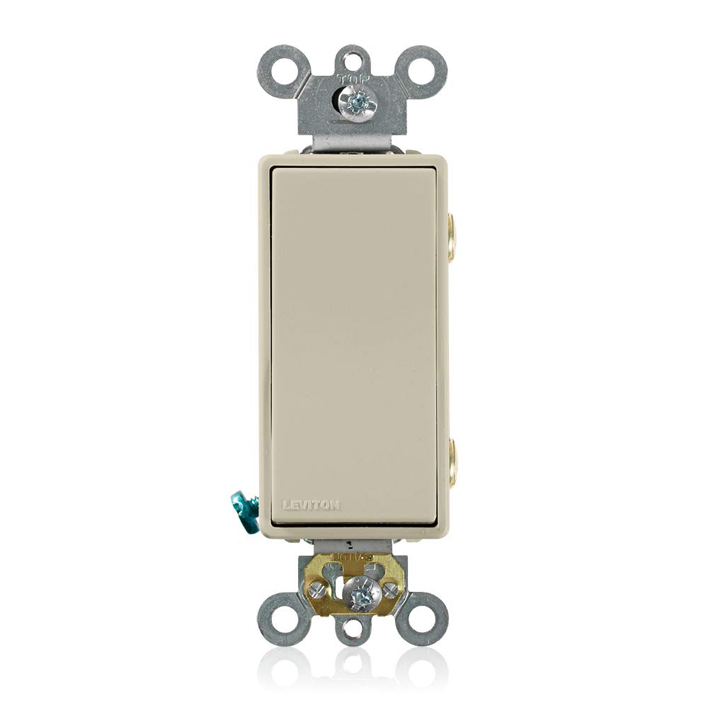 Leviton 20 Amp, 120/277 Volt, Decora Plus Rocker Double-Pole AC Quiet Switch, 5622-2I, Ivory