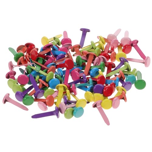 IWOWHERO Craft DIY Brads 600pcs 100/bag 8x17mm Paper Fasteners Metal Brads for Scrapbooking Handcraft Mini Brads Pack