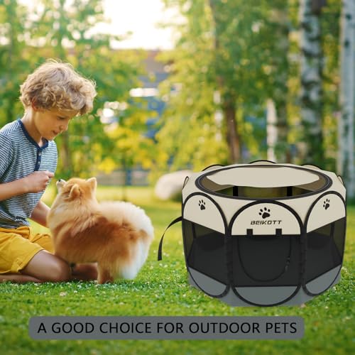 Tente d'exercice portable pour chiots avec abat-jour amovible en maille - 7
