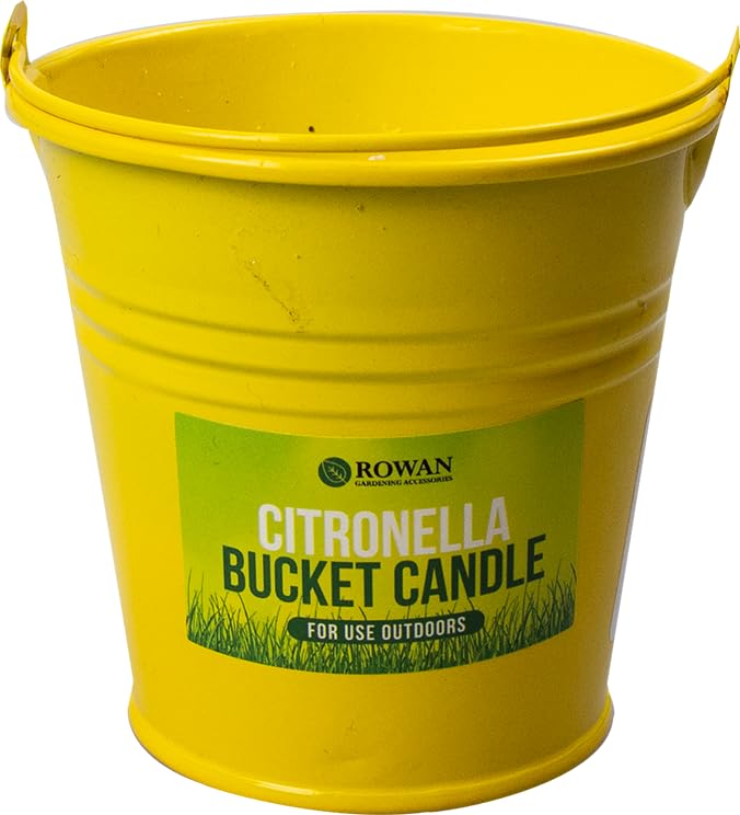 Citronella Bucket Candle for Outdoor Use Yellow Metal Bucket with Handle Mosquito Repellent