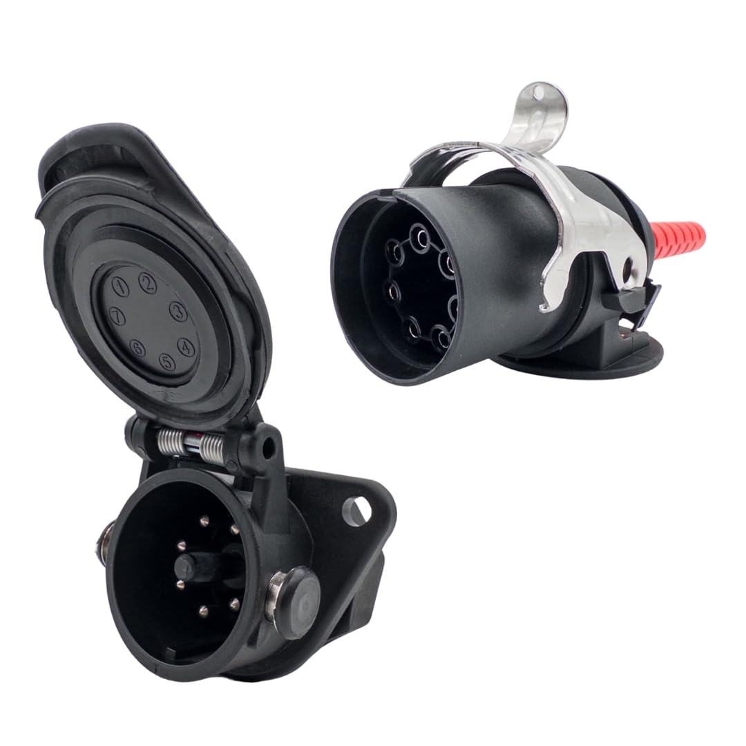 Ensemble de connecteurs et prises 7 pôles 24V ABS/EBS avec contacts à vis, étanche, ADR pour camions, remorques, véhicules utilitaires, agriculture, ISO 7638 ISO 12098