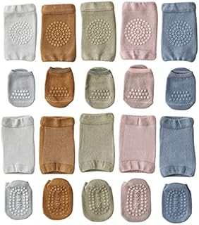 Unisex Toddler Non Slip Knee Pads and Socks Sets for Baby Boy Girls' Crawling Learn to Walk (6-15 Months, 5 Sets)