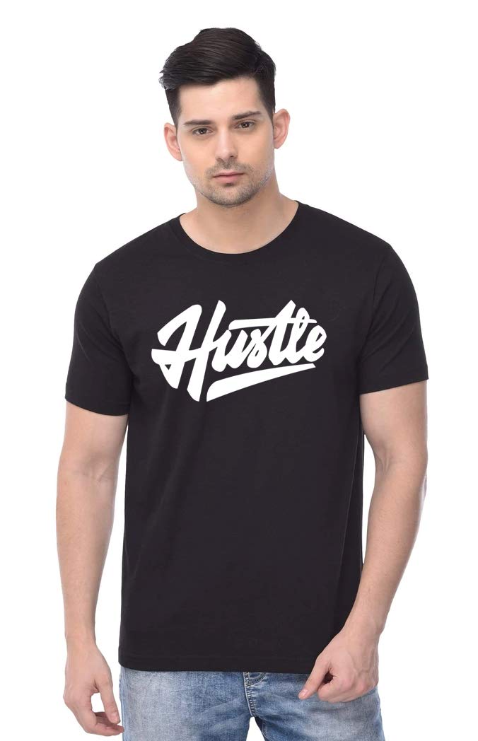GenericMen's Regular Fit T-Shirt (Hastle-Black-S_Black_Small)