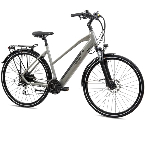 TRETWERK 28 Zoll E-Bike Seville 5.0 grau - Trekkingbike Damenfahrrad mit 24...