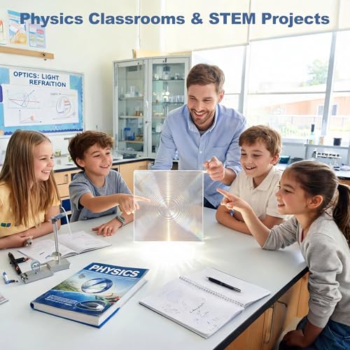 Image of Fresnel Lens Large 300x300mm, 300mm Focal Length, High Transmittance Acrylic Sheet for Solar Heating, Physics Experiment & Book Reading Magnifier, Focal Length 300mm