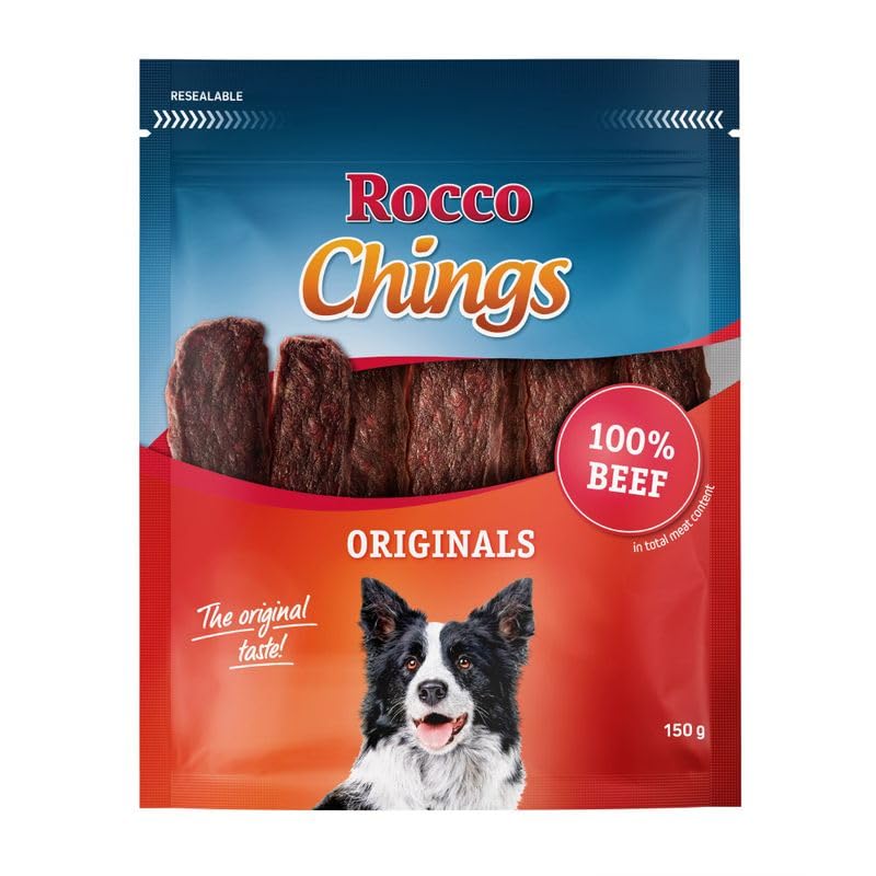 Gemischtes Probierpaket Rocco Chings Originals | Hundesnack | Hühnerbrust Streifen & getrocknet, Entenbrust, Rind | 900 g