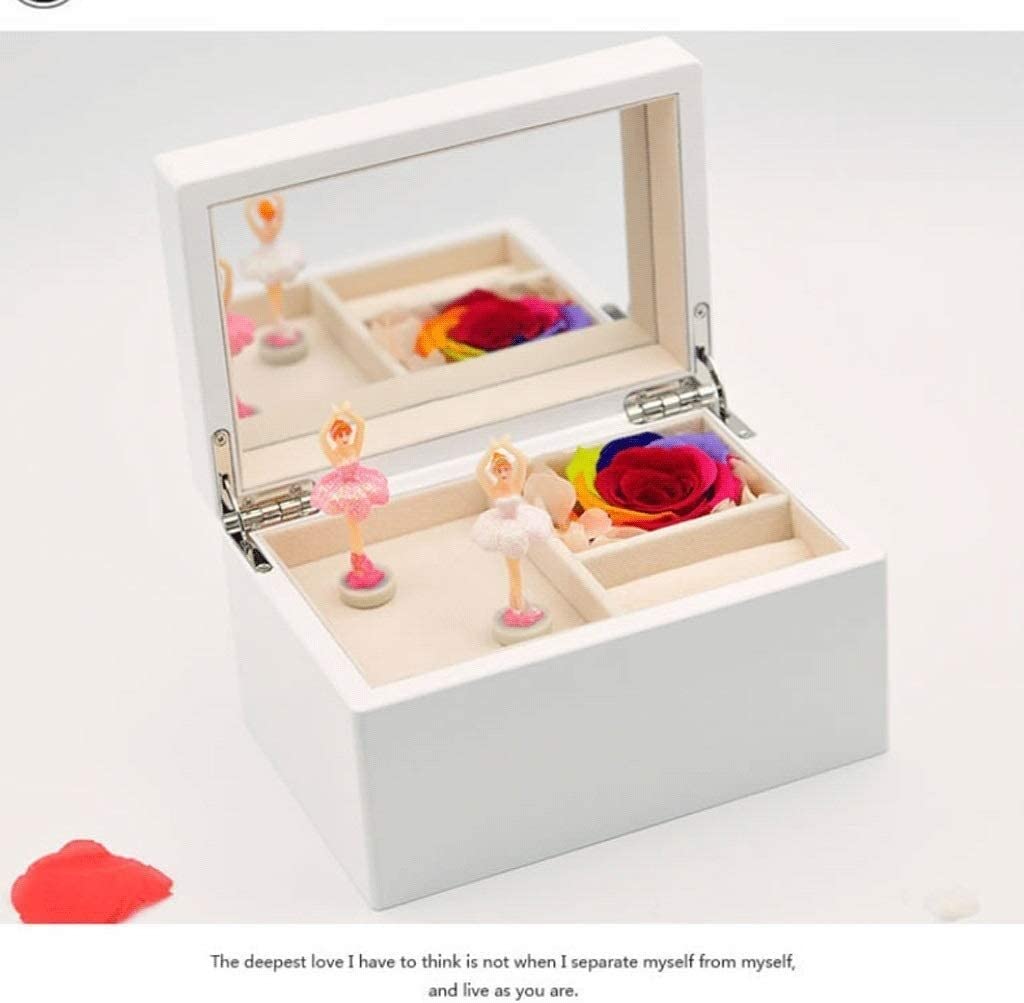Caja de Música Caja de Musica Joyero De Música De Bailarina Con Caja De Almacenamiento De Joyas De Flores Eternas, Regalo De Caja De Música Personalizada Para El Día De San Valentín Caja Musical Cajas