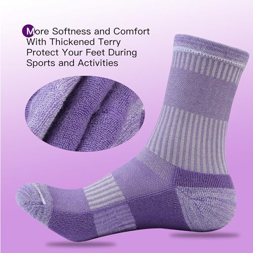 Crew Socks for Women Hiking Athletic Running Walking Cushioned Compression Cotton Socks 6 Pairs 5