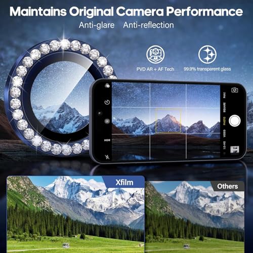 Image of for iPhone 17 Pro / 17 Pro Max Camera Lens Protector Bling, Individual Diamond Metal Ring with 9H Hardness, Scratch-Proof Camera Screen Protector, Stylish Accessories, Case Friendly (Blue)