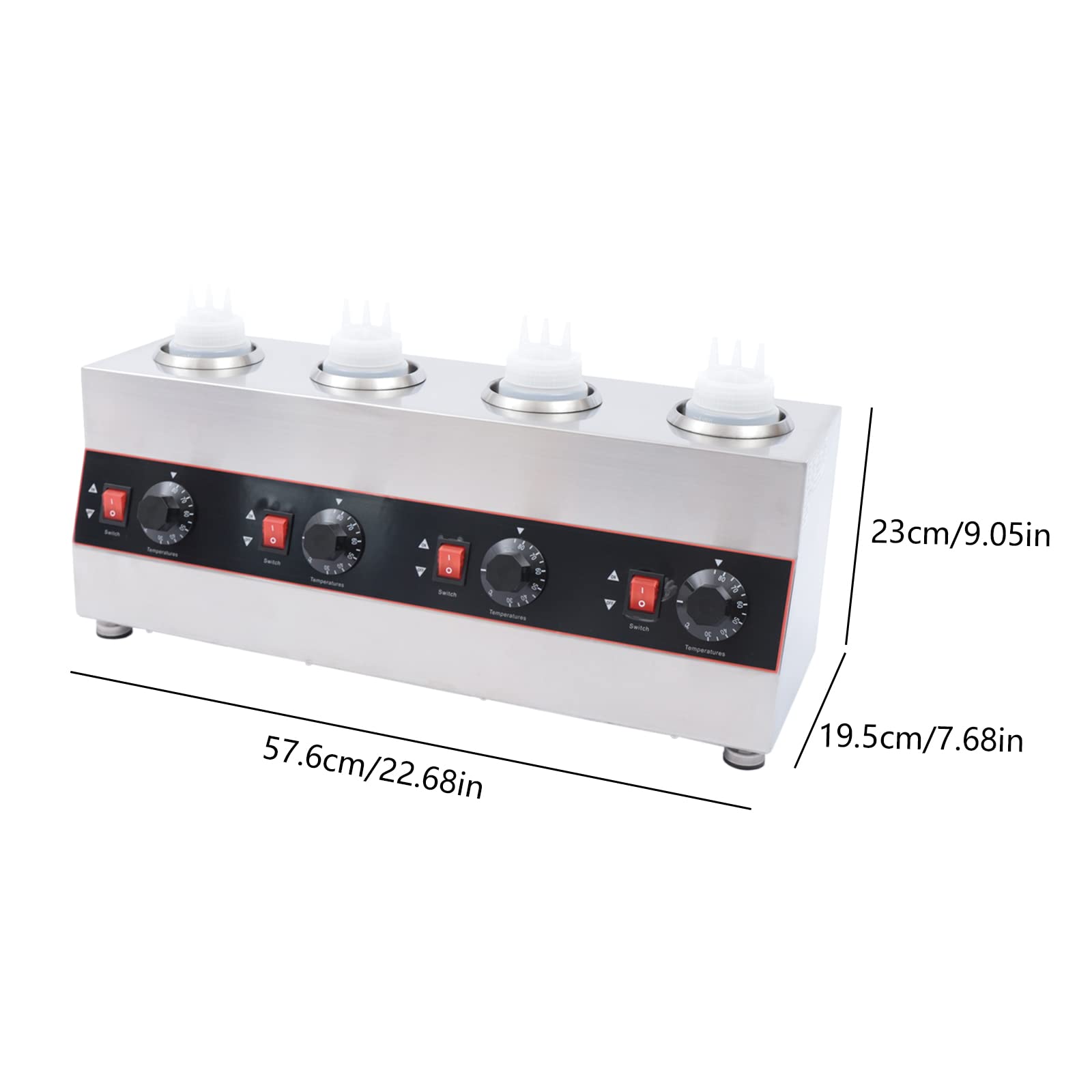 Dispensador de salsas, bomba dosificadora, dispensador de salsas, bomba de salsa comercial, de acero inoxidable, calentador eléctrico de salsa, 640 W, 30-85 °C, para botellas de salsa de