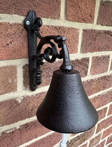 degawo Türglocke Dunkelbraun - Handgemachte Türklingel aus Gusseisen im Antik-Stil mit Blumenmuster - Rustikale Landhaus Deko für Innen & Außen