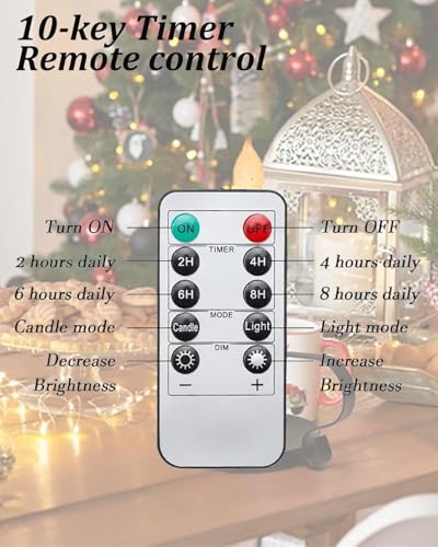 Taper-Primitive-Candles-with-Timer-Remote-Control-6pcs-Real-Wax-Hand-Dipped-Battery-Operated-Pillar-Flameless-Candles-for-Christmas-Halloween-Home-Decor-Church Taper Primitive Candles with Timer Remote Control 6pcs Real Wax Hand Dipped Battery Operated Pillar Flameless Candles for Christmas Halloween Home Decor Church