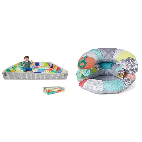Infantino Alfombrilla plegable de espuma suave, 2 en 1, para el tiempo boca abajo y soporte sentado, para recién nacidos y bebés mayores, con