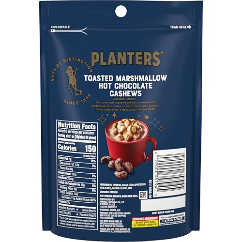 Image of PLANTERS Toasted Marshmallow Hot Chocolate Cashews, 5.5 oz Bag, Limited Edition Crunchy Cashews, Sweet Snack (Pack of 4)
