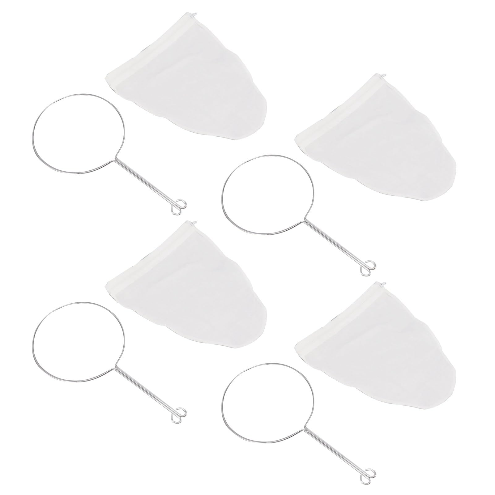 Mesh-Siebbeutel, Ultrafeine Wiederverwendbare Filterbeutel mit Edelstahlgriff für Kaffee, Tee, Nussmilch, Entsaften, Butter, Presse, Obst, Reis, Reinigung (L)
