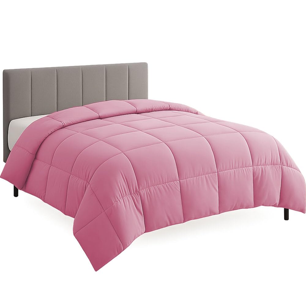 Palatial King Size Comforter Set - All Season Down Alternative Bedding Comforter Set - Quilted Duvet Insert with Corner Tabs - Box Stitched Blanket - Breathable, Soft - Pink