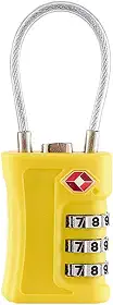 Cadeado de combinação para bagagem cadeado de combinação alfandegário com cabo de aço (Amarelo)