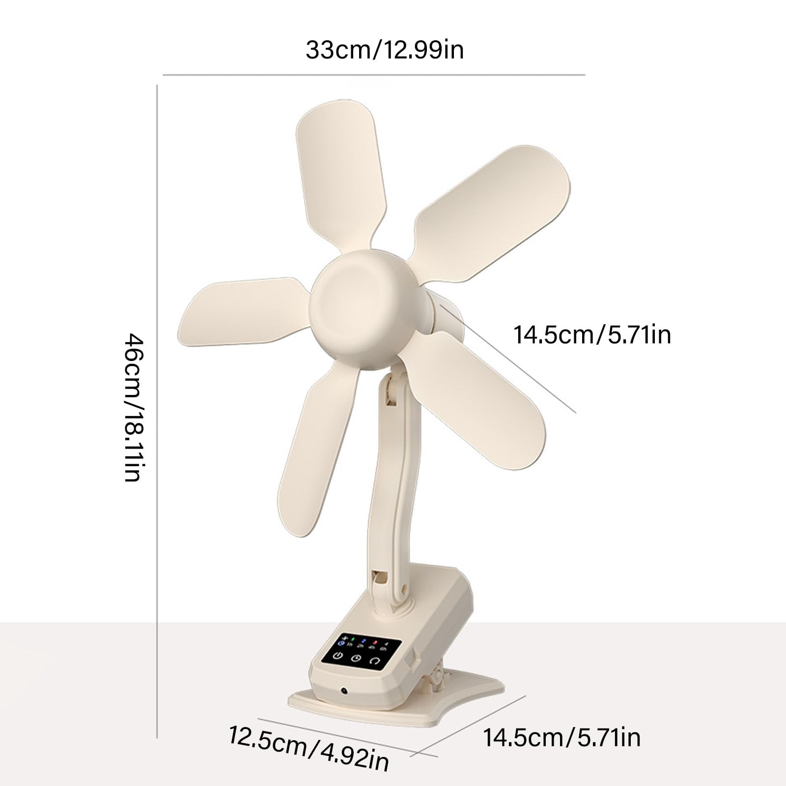 Ventilatore da tavolo Piccolo Clip on Fan Display Digitale Portatile 3 Velocità Forte Bassa Rotazione di 360 Gradi USB Ricaricabile Clip