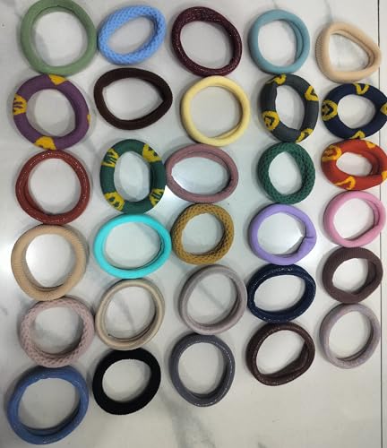 Image of multicolors Ponytail Holders Hair Ties Rubber Bands for School Girls, Women Cotton Soft for Thick Elastic Scrunchie Non-slip Stretchable Head Elastic (Pack of 30) (Multi-1)