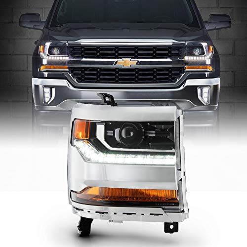 ACANII - For [HID/Xenon Model] 2016-2018 Chevy Silverado 1500 LED DRL Projector Headlight Headlamp Right Passenger Side