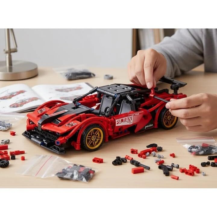 Image of 1:18 Scale Pull-Back Racing Car Building Block Set (422 PCS) | Creative Assembly Toy for Collectors & Enthusiasts | Compatible Brick Model Kit for Racing Fans