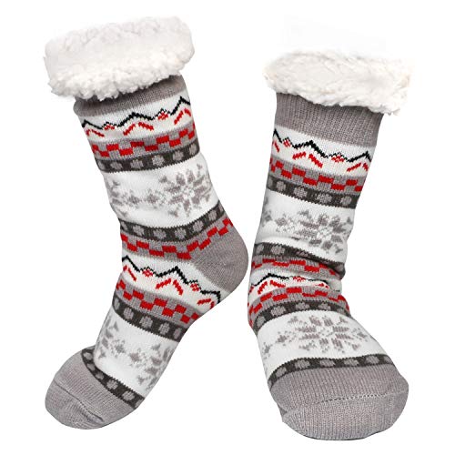 Emooqi Calcetines de estar por casa, Forro Polar Calcetines Inicio Calcetines Casuales Antideslizantes Calcetines Térmicos Cómodos y Transpirables para el Invierno Uso Diario (Gris)