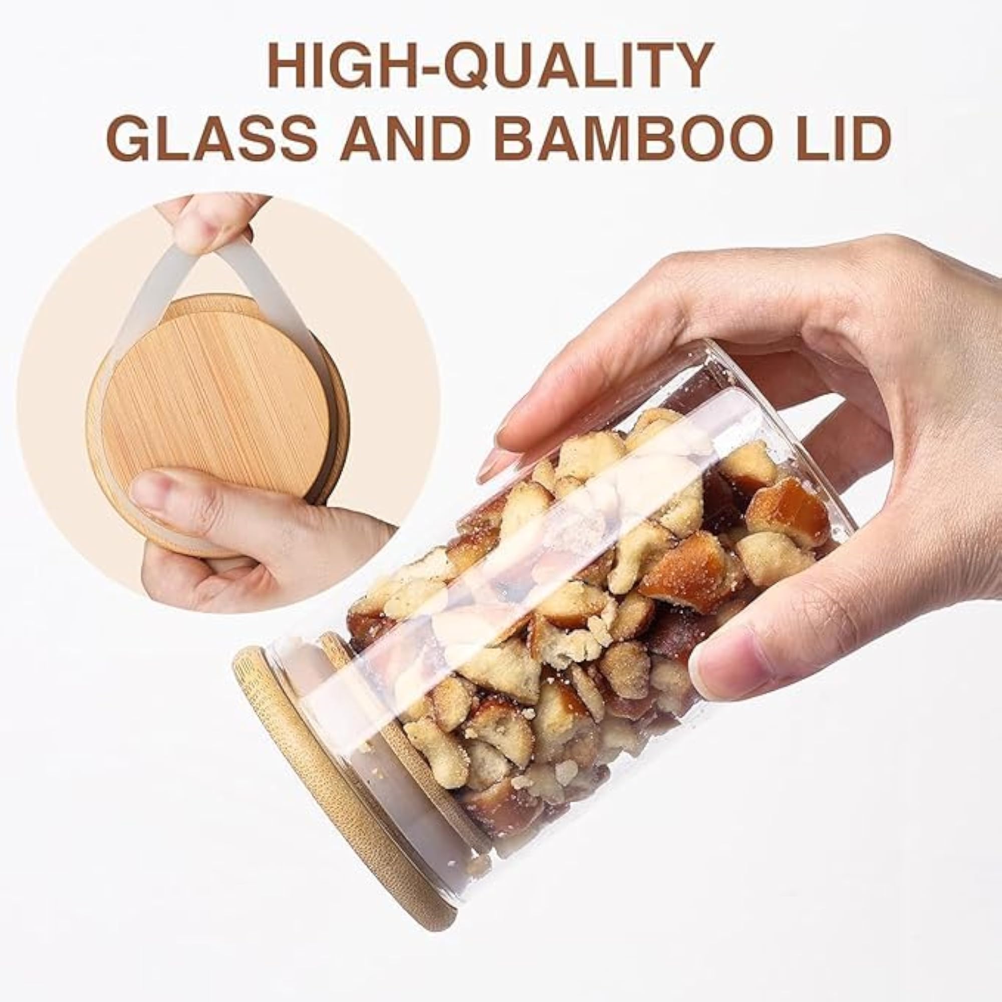 Borosilicate Glass Jar with Bamboo Lid, 320ML, Heat Resistant