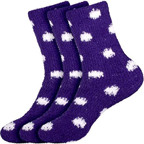Image of BambooMN Women's Super Soft Fuzzy Socks, Polka Dot, Gradient, Snowflake, Featherlight Cuff - Assorted Colors