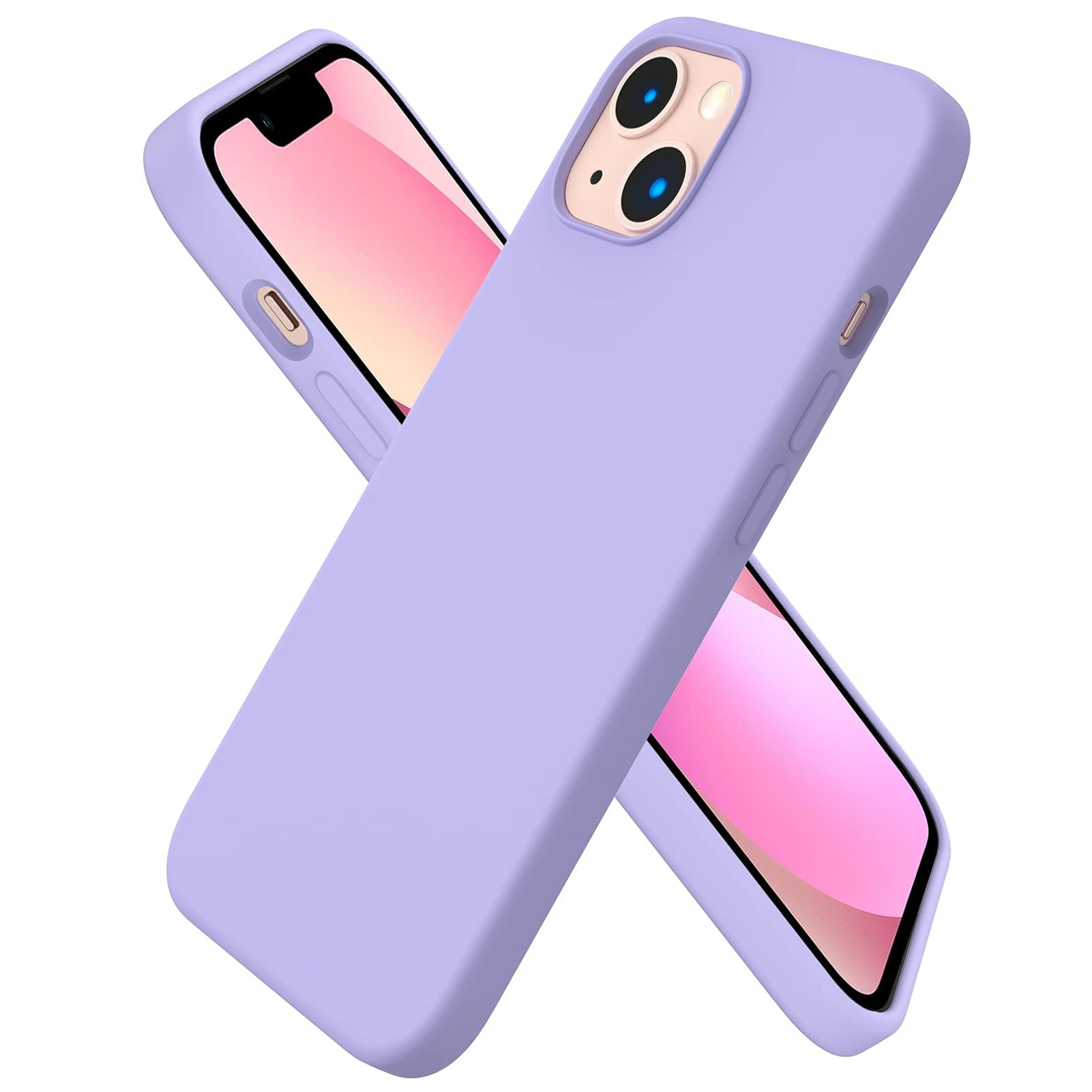 Compatible with iPhone 13 Case, Silicone Protective Case, Full Body Protective Cover, Shockproof Phone Case, Silky-Soft Touch, Slim, Anti-Scratch, Soft Microfiber Lining, 6.1inch, Light Purple