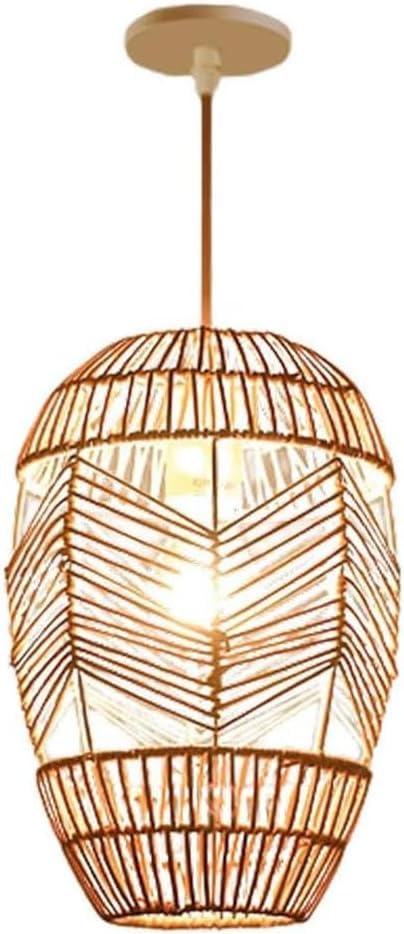 Luminaire suspendu en rotin tressé pour îlot cuisine et table