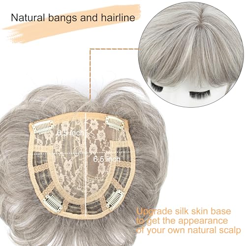 Image of PORSMEER Hair Toppers for Women Short Pixie Cut Pieces for Women with Thinning (Silver Grey)