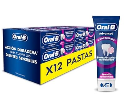 Oral-B Advanced Protección Contra La Sensibilidad Pasta De Dientes Con Flúor  Pack 12 x 75 ml  Sensación Reconfortante  Dentífrico Con Sabor Hierbabuena Y Eucalipto Para Dientes Sensibles