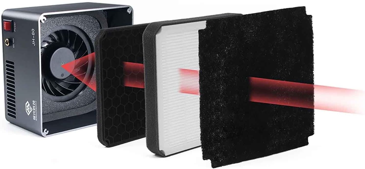 iDili Desktop Fume Extractor Soldering Smoke Purifier Dust Purification Air Cleaner Filter Exhaust Fan with Pipe JH-80