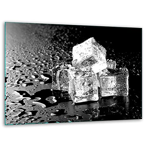 TMK ArtDeko, Tabla de cortar universal de cristal – Tabla de cocina 40 x 30 cm con diseño de hielo placa de corte placa de cocina decorativa de cristal