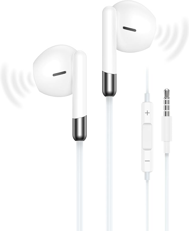 Auriculares con cable Auriculares con conector auxiliar de 3,5 mm con cable, intrauditivos Apple Airpods con cable | Auriculares Jack de 3,5mm con micrófono y aislamiento de ruido para iPhone, Samsung, Sony, Android, iPad, portátiles, PC, tabletas, Kindle Switch, MP3/4, PS5