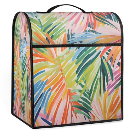 Coffee Maker Cover Colorful Tropical Leaves Kitchen Appliance Covers Small Appliance Covers Blender Cover Juicer Cover Dust Covers for Kitchen Appliances with Top Handle and Pockets,Washable,B721