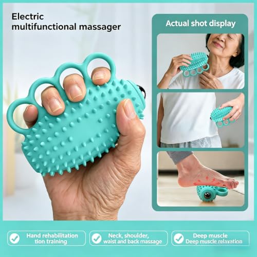 Image of Electric Hand Grip Strengthener Finger Exercise Ball, 3 Modes Vibration Therapy Ball with Magnetic Roller, Rechargeable Silicone Hand Squeeze Ball for Stroke Recovery, Arthritis, Carpal Tunnel & Stress Relief (1100mAh, 10Min Auto-Off)