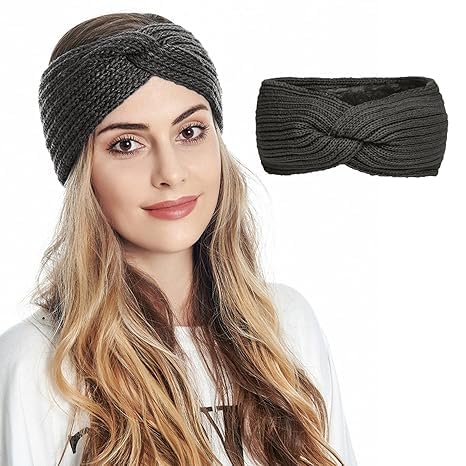 devil Winter Knit Crochet Turban Headband for Women Warm Bulky Crocheted Headwrap Ear Warmer Winter Accessories (Black)-picture-22