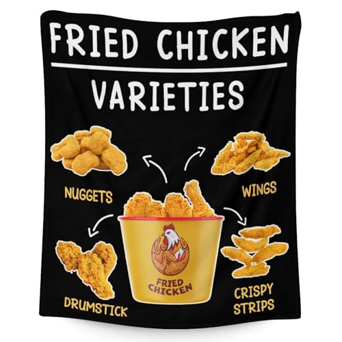 Mercuryelf Chicken Nugget Blanket - Soft, Fuzzy & Warm - 50x60 Inches Flannel Throw Blankets for Living Room, Sofa - Black Novelty Throws Gift for Teens