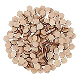 200PC 10MM Beech Wooden Hexagonal Pieces Ornaments Wooden Shapes Ornaments Embellishment DIY Crafts Decorations for Wedding Birthday Christmas