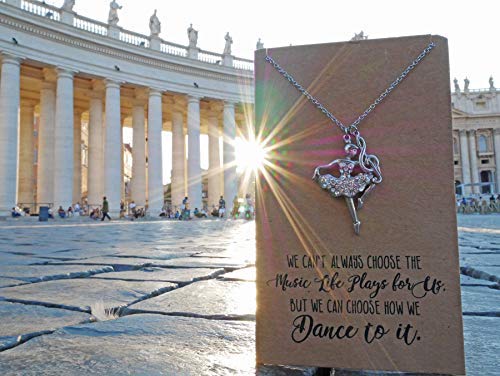 Quan Jewelry Birthday Jewelry Necklace Gifts for Women Ballerina and Music Note Pendant Necklace with Inspirational Quotes on Greeting Card