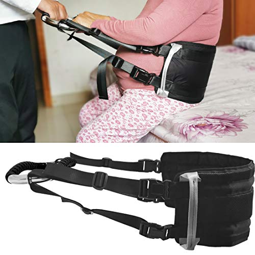 Patient Sit to Stand Lift Sling Help Elderly Getting Pull Up Grab Bar Rail Handrail Medical Transfer Gait Belt Adjustable Strap with Anti-Slip Grip Handicap Handle Black Cover AnyBack Black