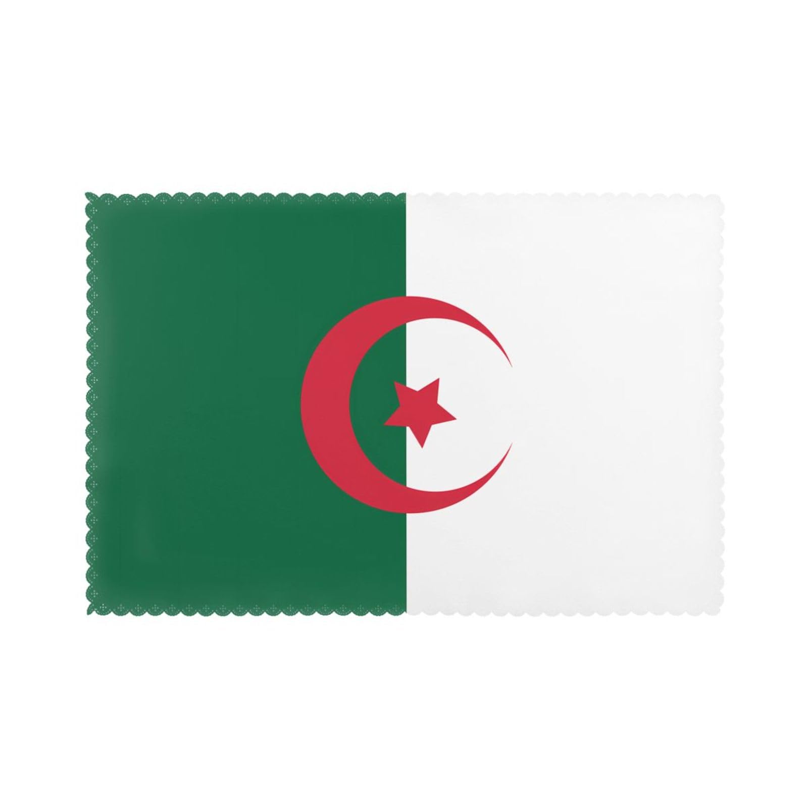 Flag of Algeria Placemat set of 6, oil-proof and insulated dining table placemats, washable and wipeable.