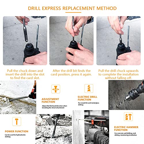 QPWZ 18 V bürstenloser Akku-Bohrhammer, Hochleistungs-Bohrhammer, 3 Funktionen, 0-1200 U/min, Variabler… – Bild 8