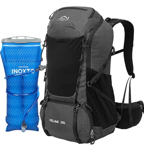 INOXTO 35L Hiking Backpack with 3Lwater bladder, Camping Backpack with Waterproof Rain Cover for Men, Outdoor Sport Trav - Detailed View