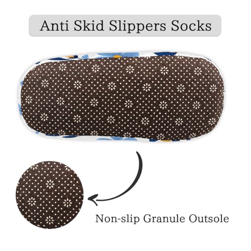 Blue Flowers Printed Slippers for Women Slipper Socks Soft Fuzzy House Slippers Shoes for Indoor Bedroom, Winter Cozy Christmas Gifts4